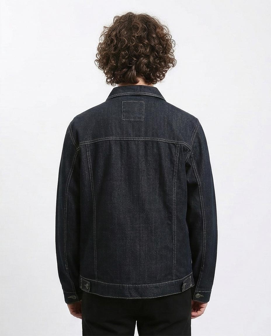 Ravin Men's Deep Indigo Slim Fit Trucker Jacket - Blue Black - R215620