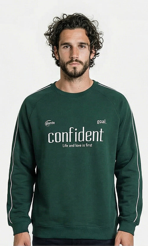 Forest Green Confident Graphic Print Sweatshirt