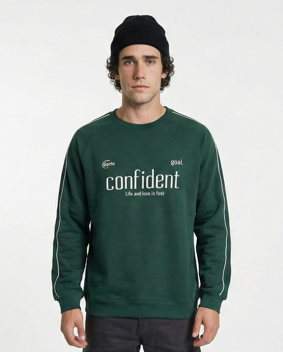 Forest Green Confident Graphic Print Sweatshirt