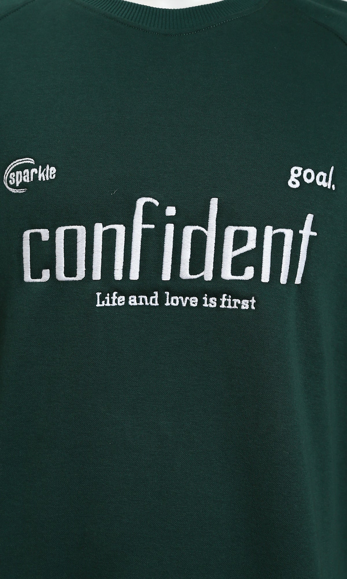 Forest Green Confident Graphic Print Sweatshirt