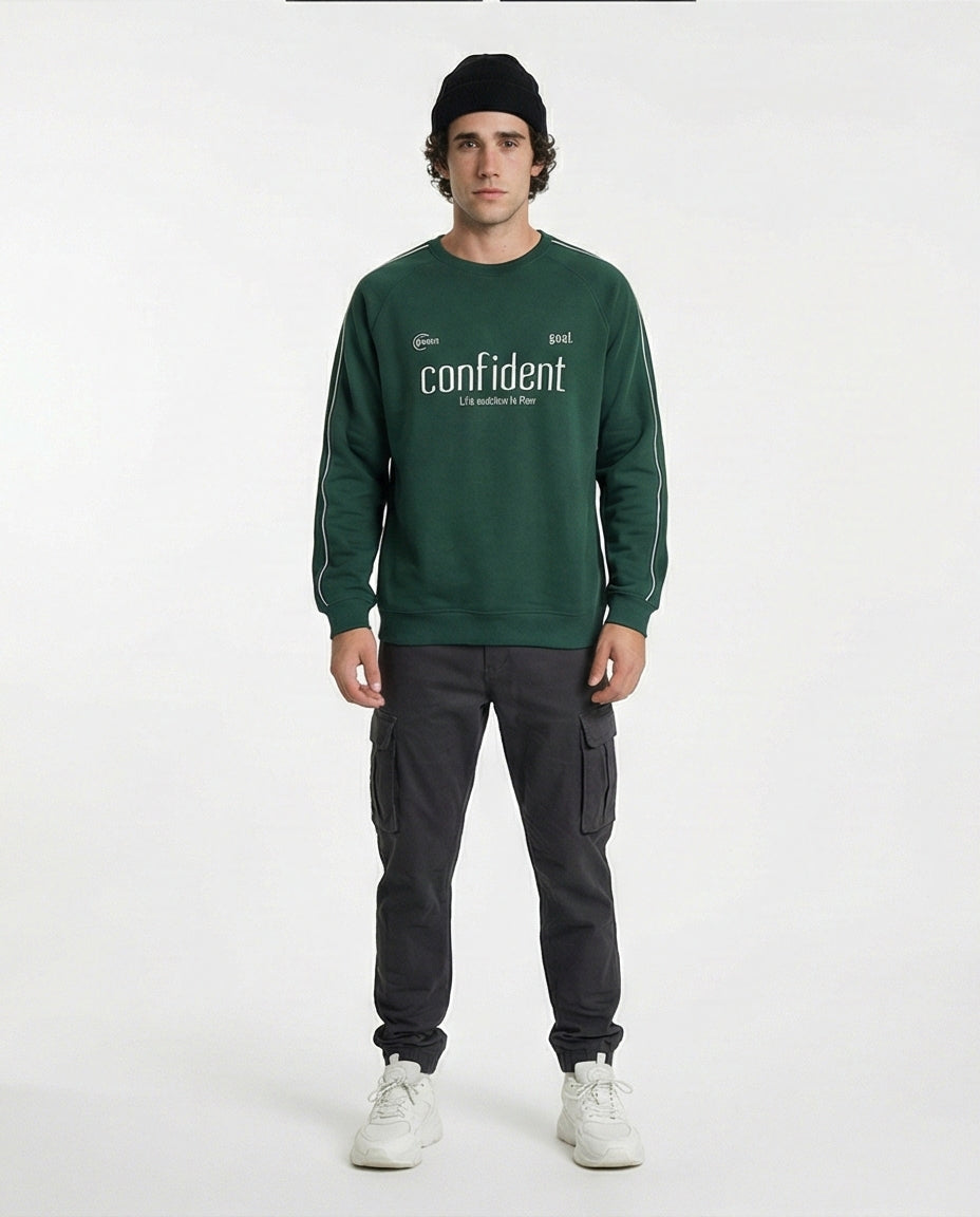 Forest Green Confident Graphic Print Sweatshirt