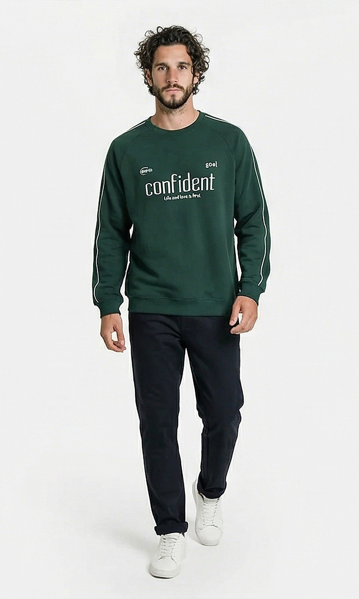Forest Green Confident Graphic Print Sweatshirt