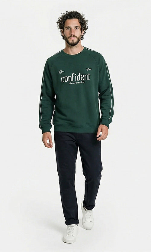 Forest Green Confident Graphic Print Sweatshirt