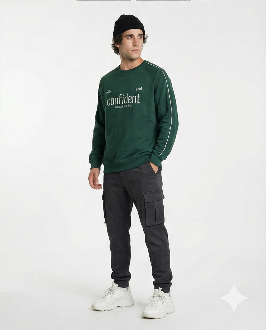 Forest Green Confident Graphic Print Sweatshirt