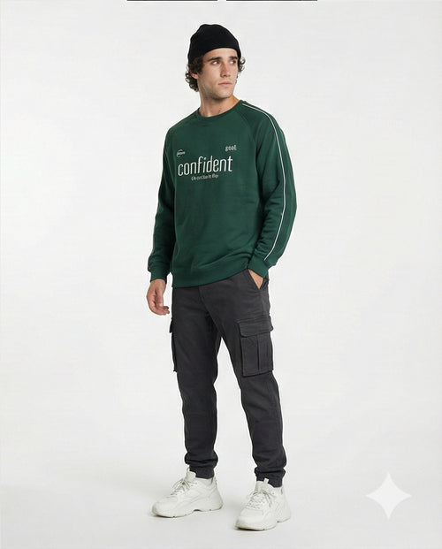 Forest Green Confident Graphic Print Sweatshirt