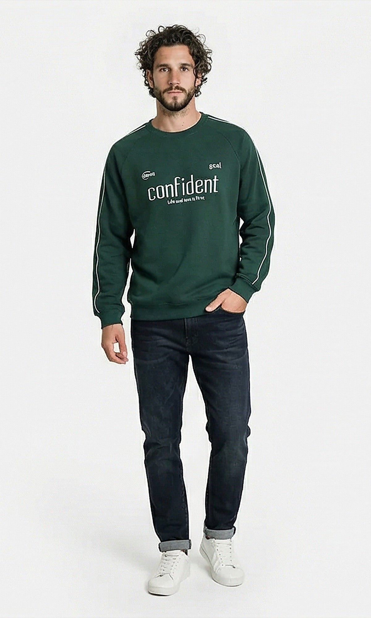 Forest Green Confident Graphic Print Sweatshirt