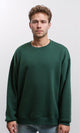 R215625 - Relaxed Fit Crew Neck Solid Sweatshirt - Dark Green