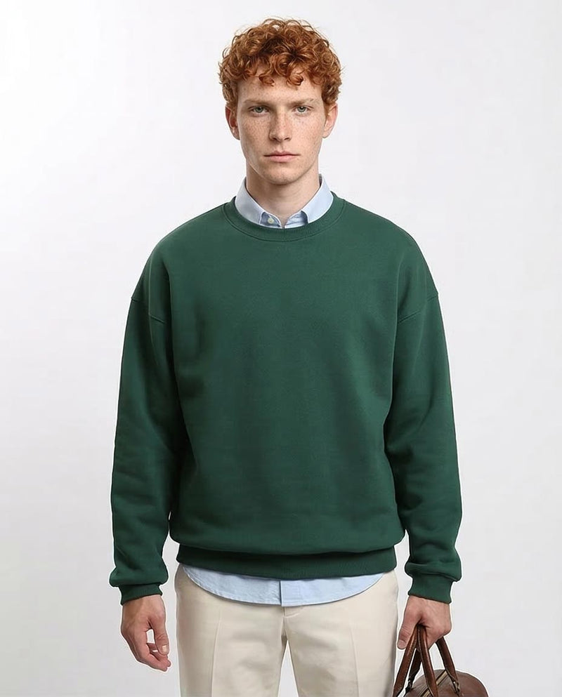 Men's Premium Over-Sized Crewneck Sweatshirt - Forest Green