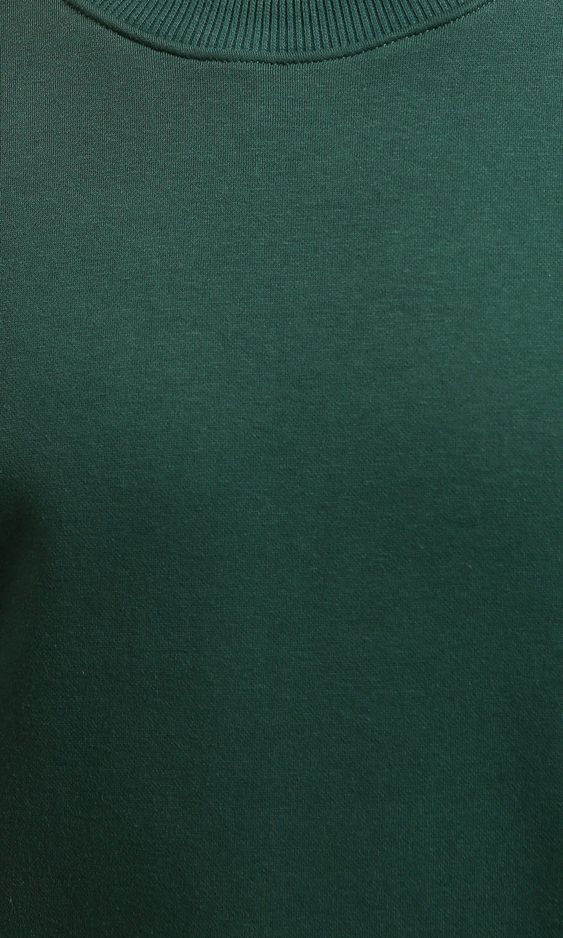 R215625 - Relaxed Fit Crew Neck Solid Sweatshirt - Dark Green