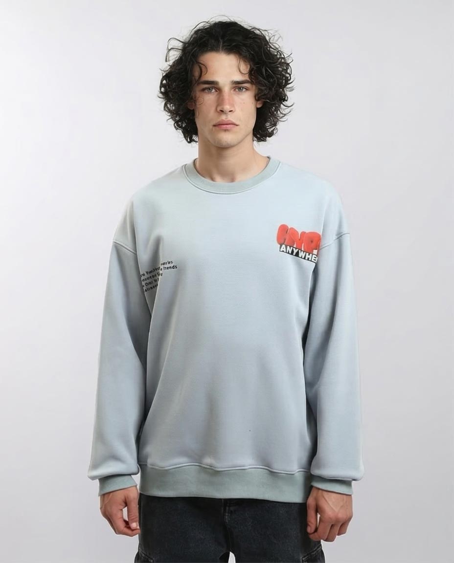 Men's "hype Anywhere" Drop-Shoulder Sweatshirt - Dusty Aqua