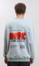 R215626 - Crew Neck Printed Sweatshirt with Hem - Greyish Blue