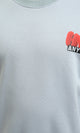 R215626 - Crew Neck Printed Sweatshirt with Hem - Greyish Blue