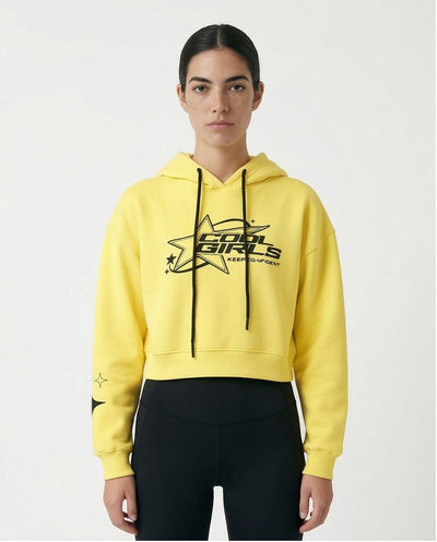 Women's Sport Luxe Cropped Hoodie - Lemon Yellow