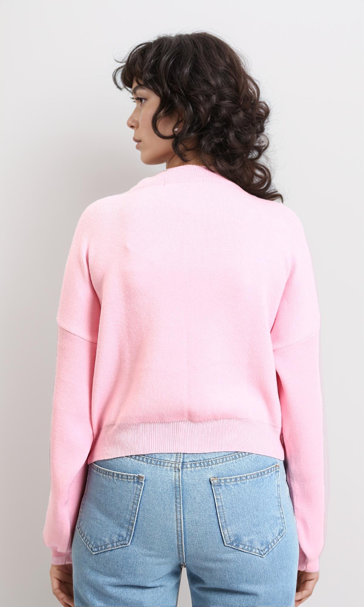 R215648 - Crew Neck Long Sleeves Basic Sweater - Pink