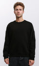 R215652 - Crew-Neck Sweatshirt with Patched Pockets Sleeve - Black