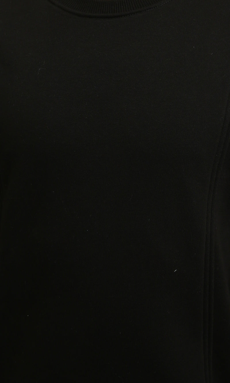 R215652 - Crew-Neck Sweatshirt with Patched Pockets Sleeve - Black