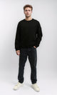 R215652 - Crew-Neck Sweatshirt with Patched Pockets Sleeve - Black