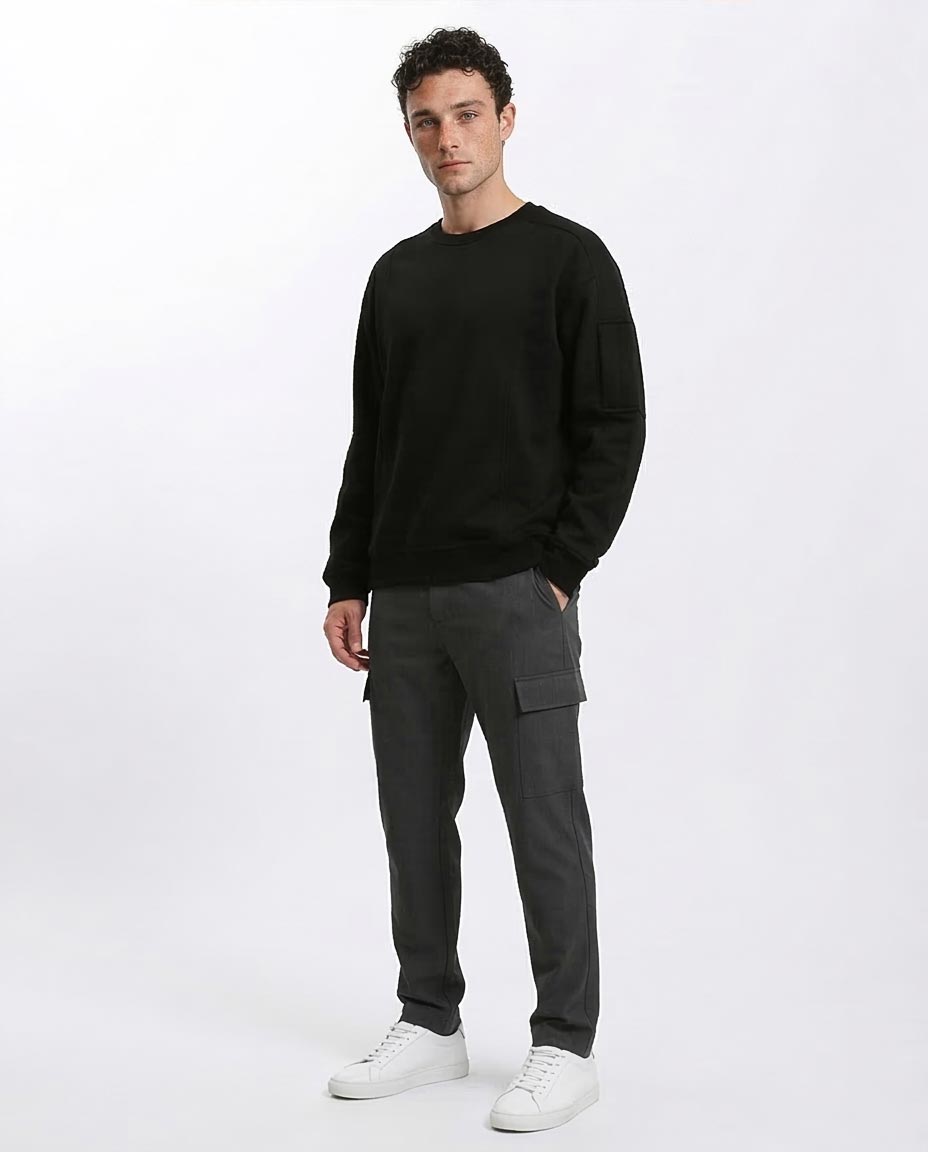 Ravin Men’s Premium Structured Utility Sweatshirt – Black - R215652