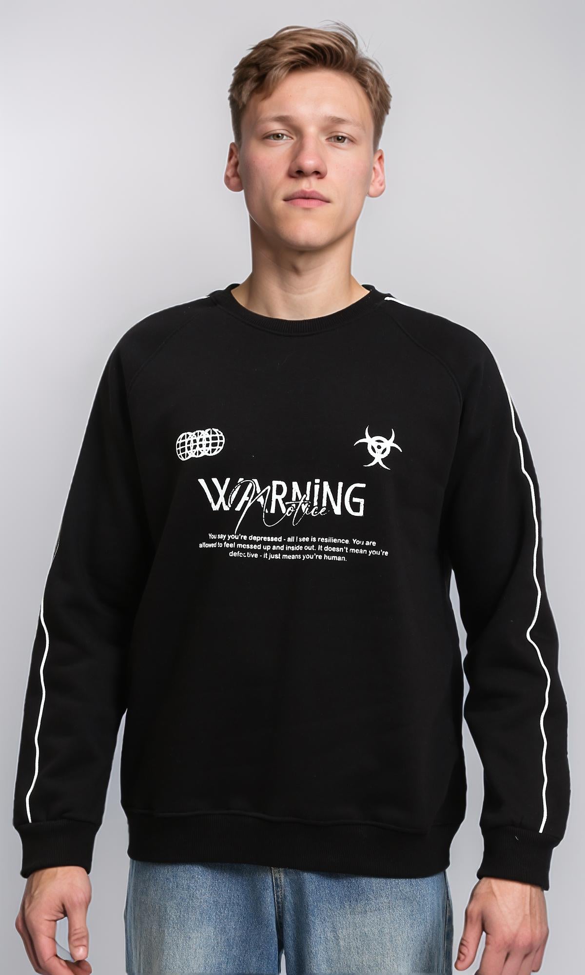 Printed Casual Long Sleeves Sweatshirt - Black
