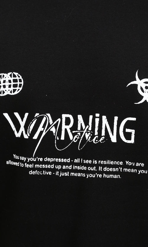 R215653 - Printed Casual Long Sleeves Sweatshirt - Black