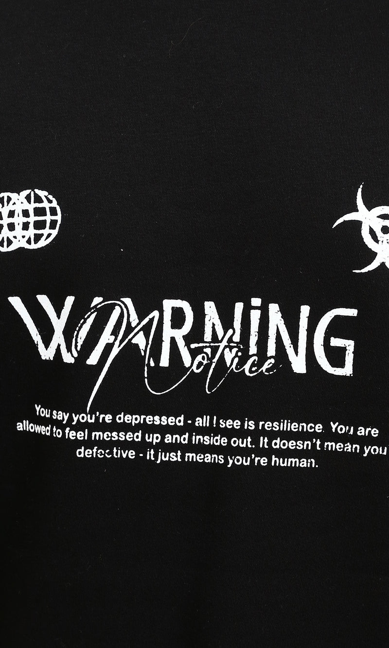 R215653 - Printed Casual Long Sleeves Sweatshirt - Black