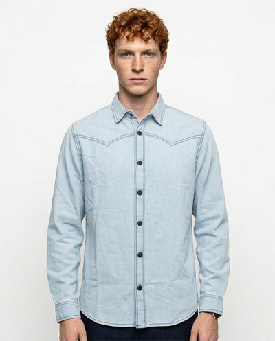 Ravin Light Wash Western-Yoke Denim Shirt – Elevated Street Edition - R215655
