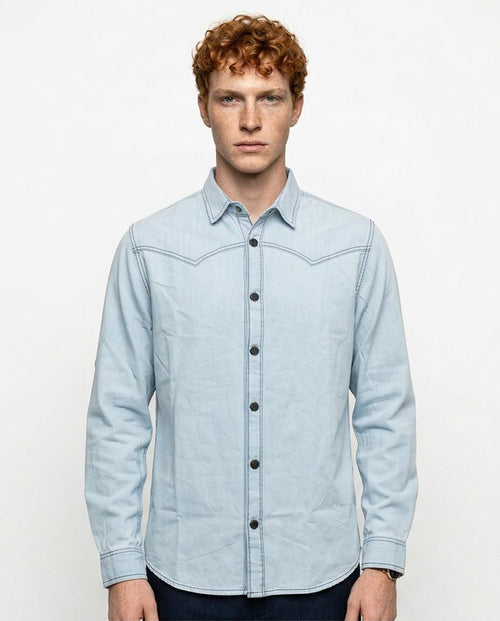 Ravin Light Wash Western-Yoke Denim Shirt – Elevated Street Edition - R215655