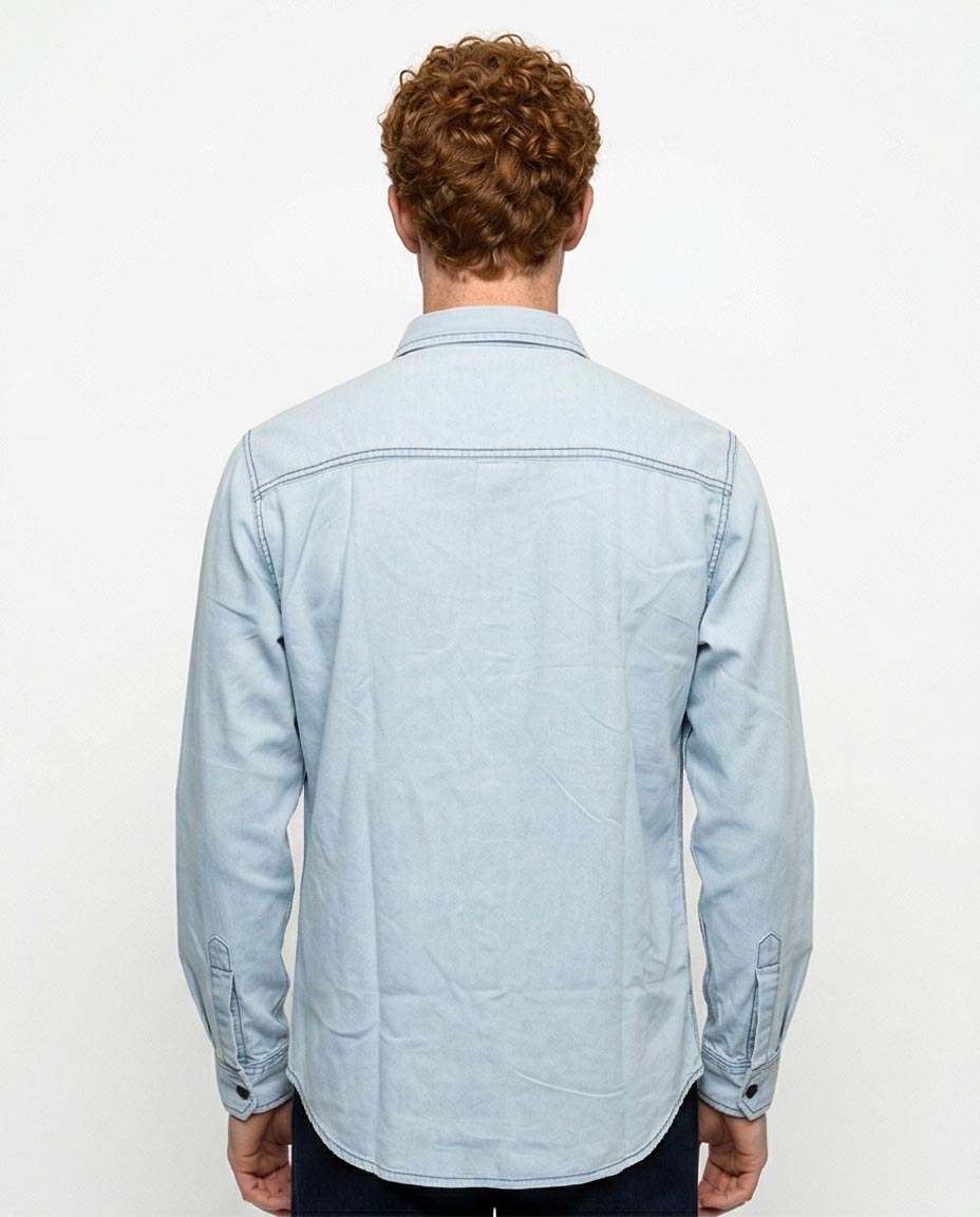 Ravin Light Wash Western-Yoke Denim Shirt – Elevated Street Edition - R215655