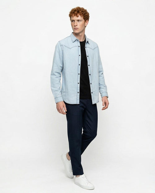 Ravin Light Wash Western-Yoke Denim Shirt – Elevated Street Edition - R215655