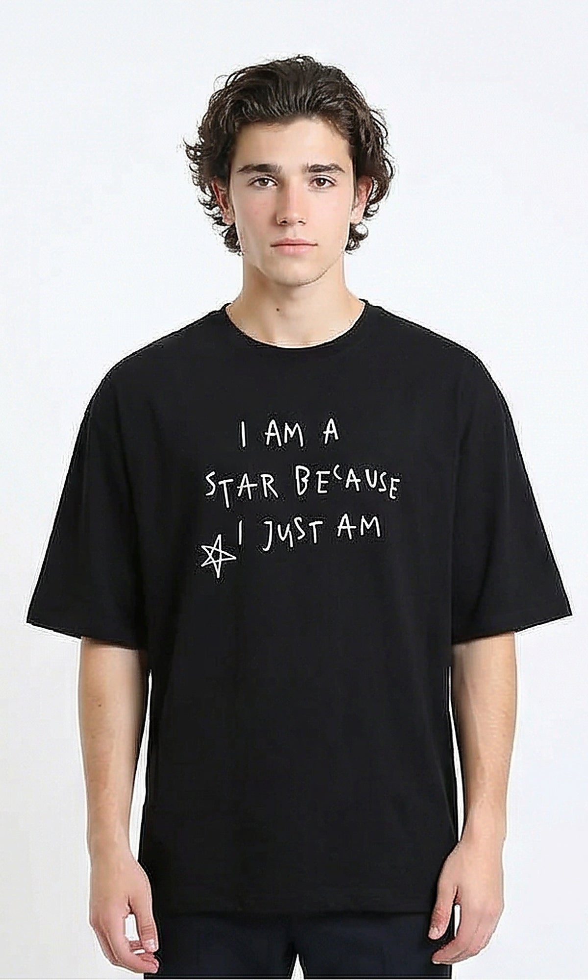 Front Print Slip On Printed Tee - Black