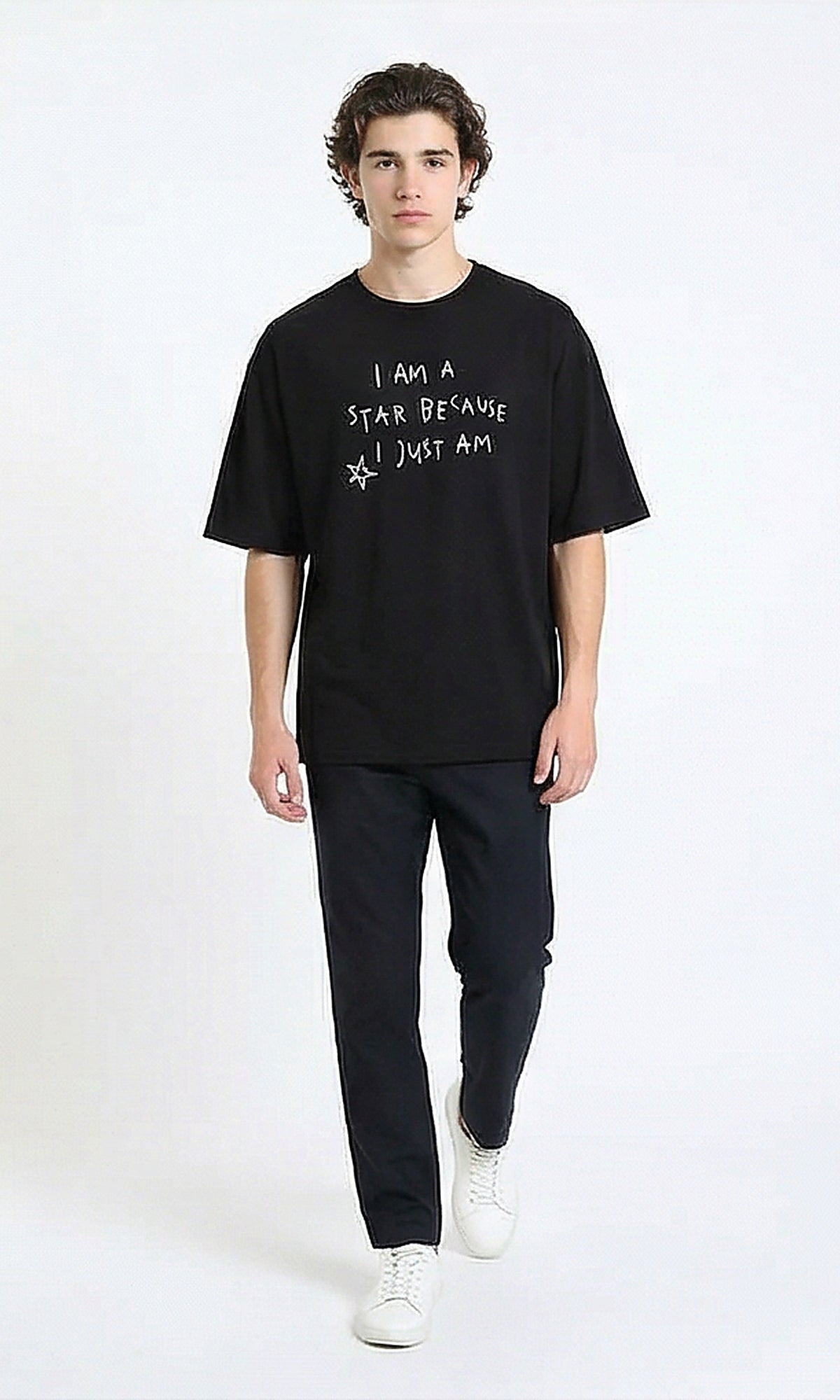 R215732 - Front Print Slip On Printed Tee - Black