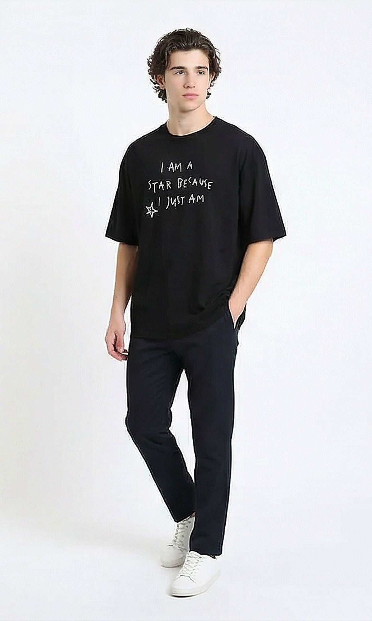 R215732 - Front Print Slip On Printed Tee - Black
