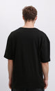 R215735 - Crew Neck Elbow-Sleeve Printed Tee - Black