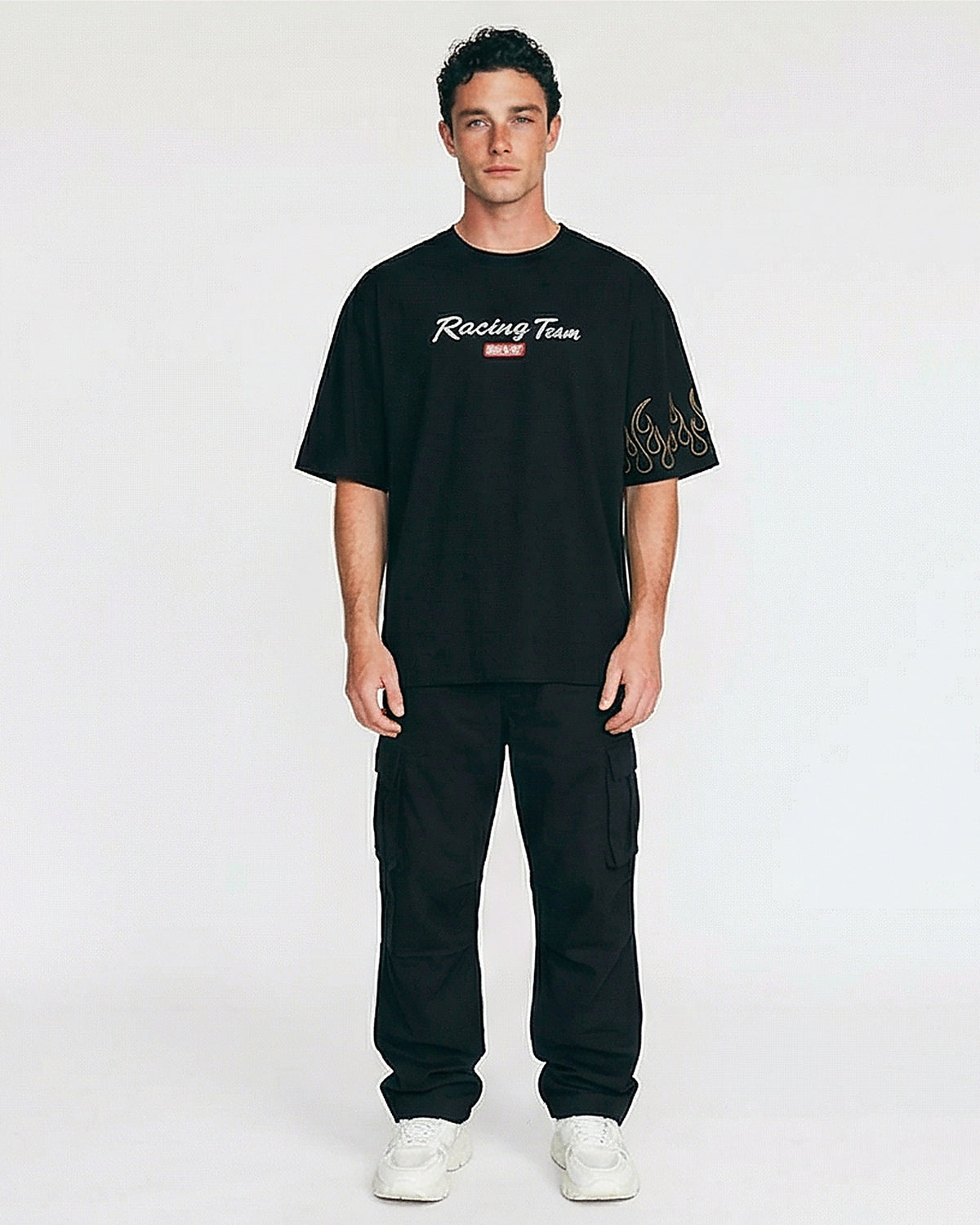 Black Adrenaline Rush Racing Team Oversized T-Shirt - R215736