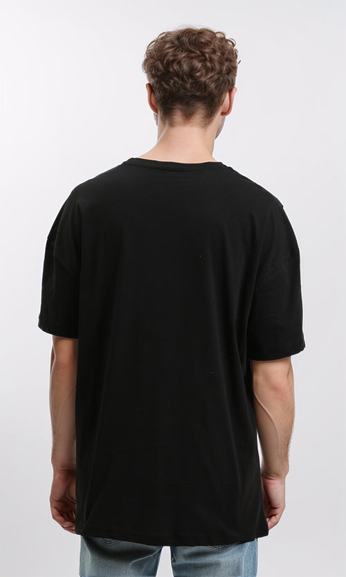 R215738 - Crew Neck Tee with Front Print - Black