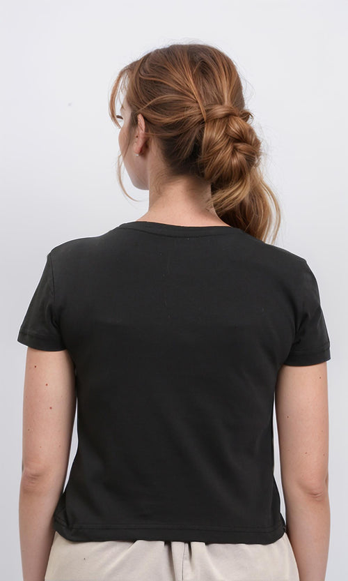 R215749 - Short Sleeve Printed Regular Tee - Black