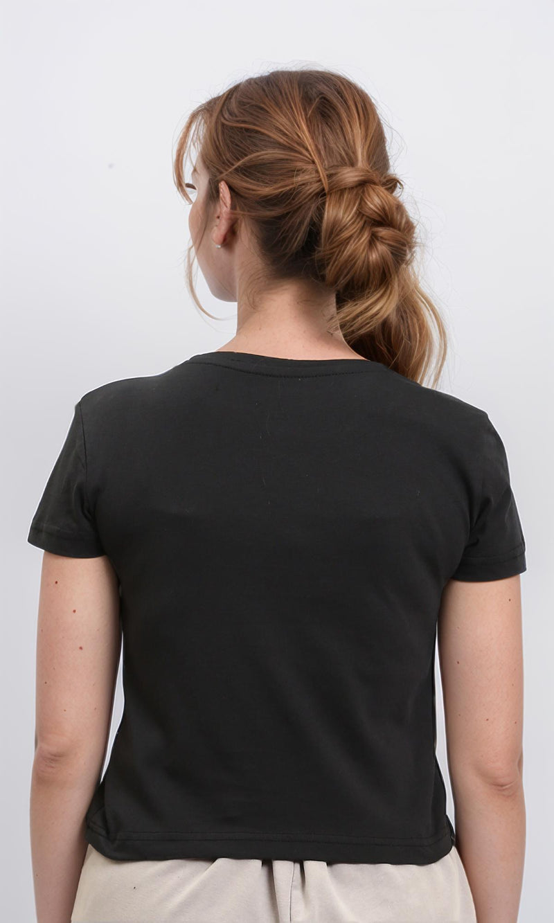 R215749 - Short Sleeve Printed Regular Tee - Black