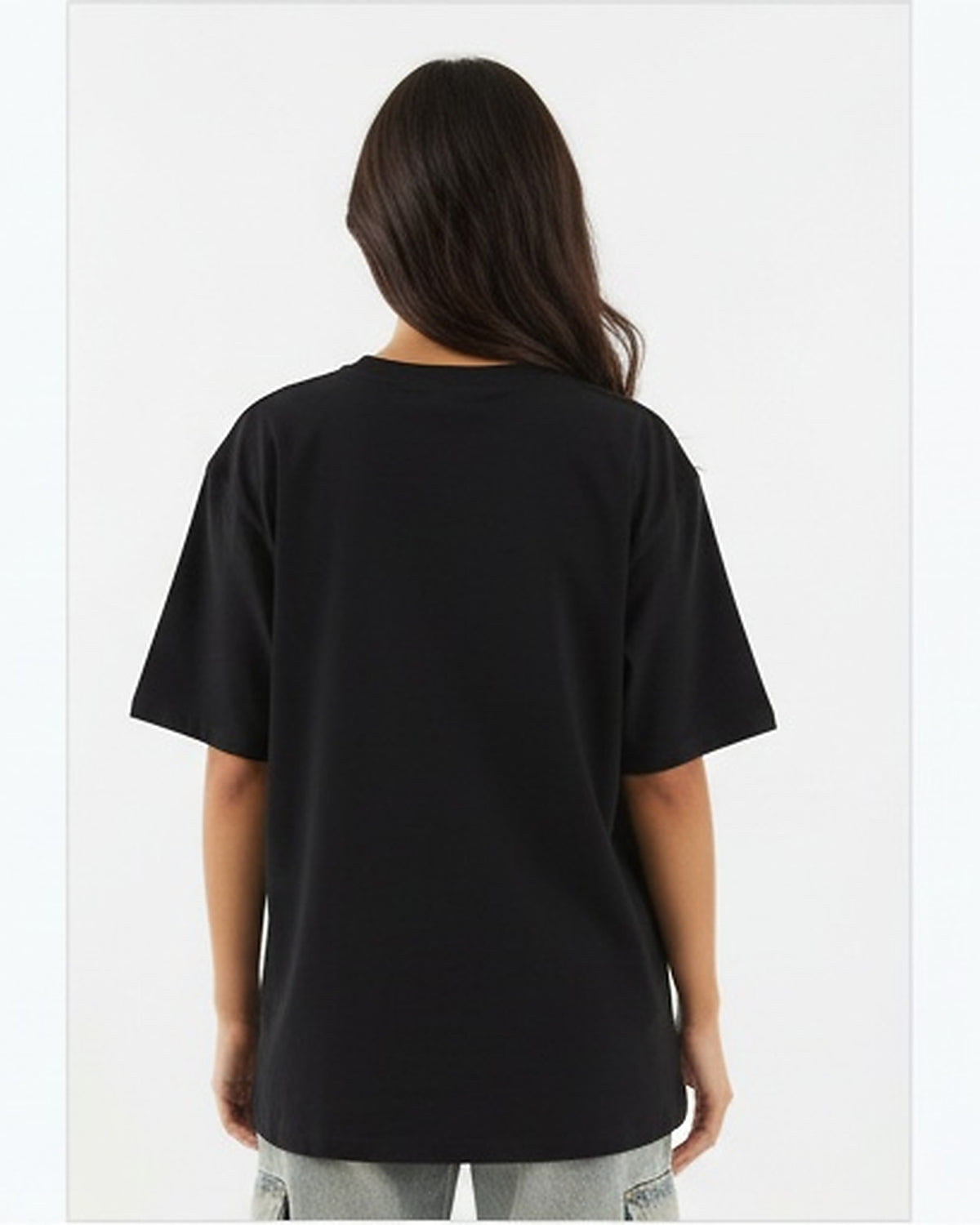 Black 'Just Vibing' Oversized Graphic Tee - R215773