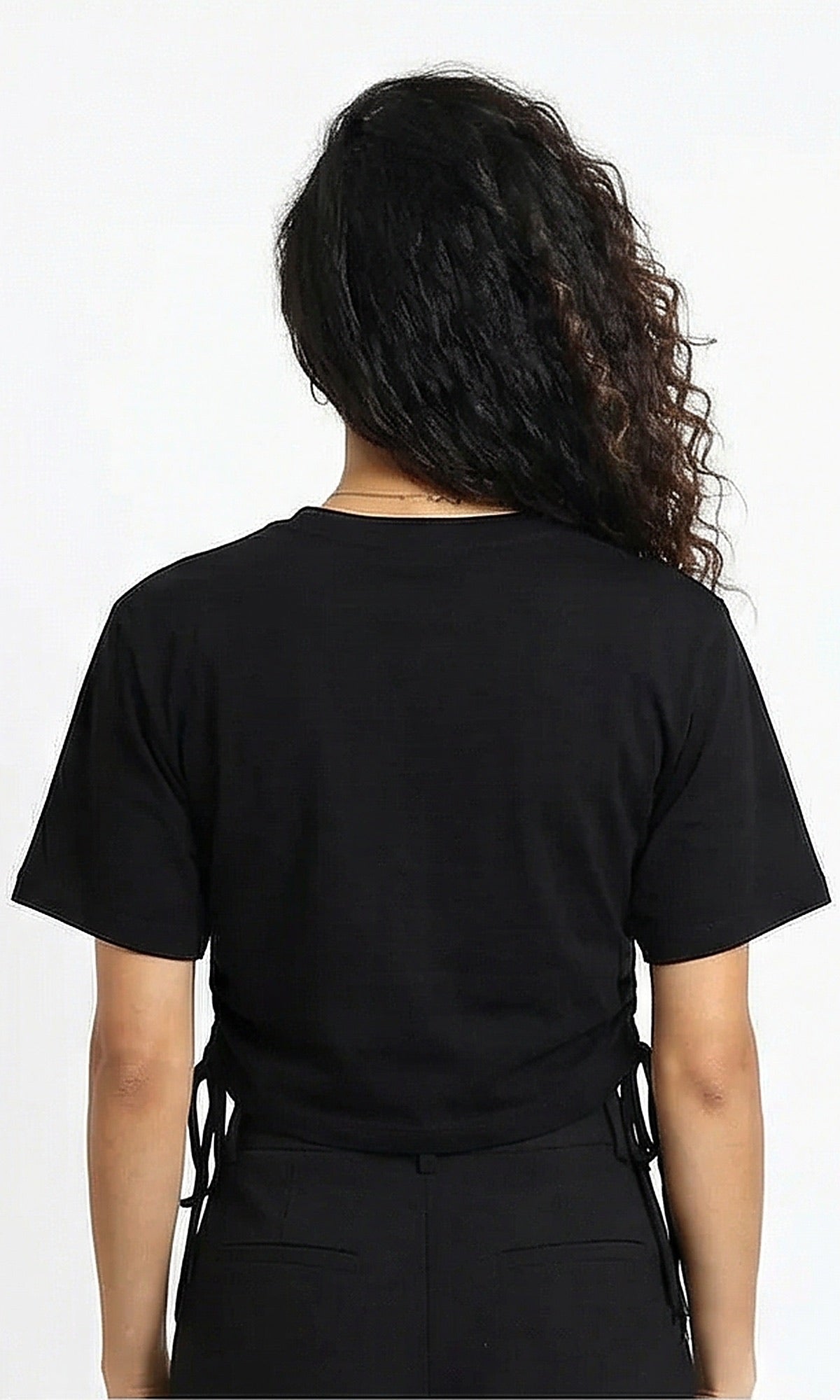 Black Rise & Slay Side-Cinch Cropped Tee - R215777