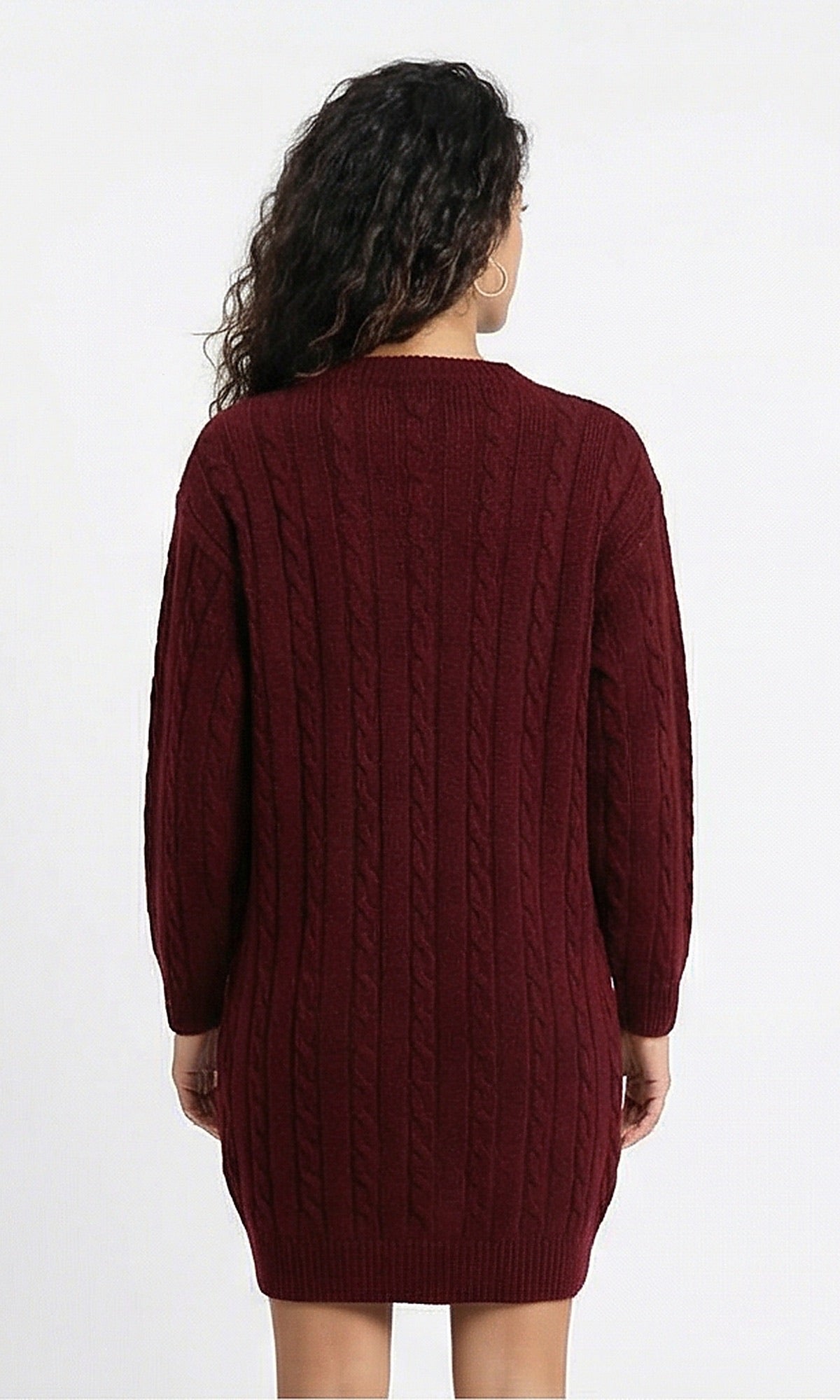 Burgundy Cable-Knit Sweater Dress | Women's Trendy Knitwear | Ravin RAVIN Burgundy Cable-Knit Sweater Dress | Women's Trendy Knitwear | Ravin RAVIN