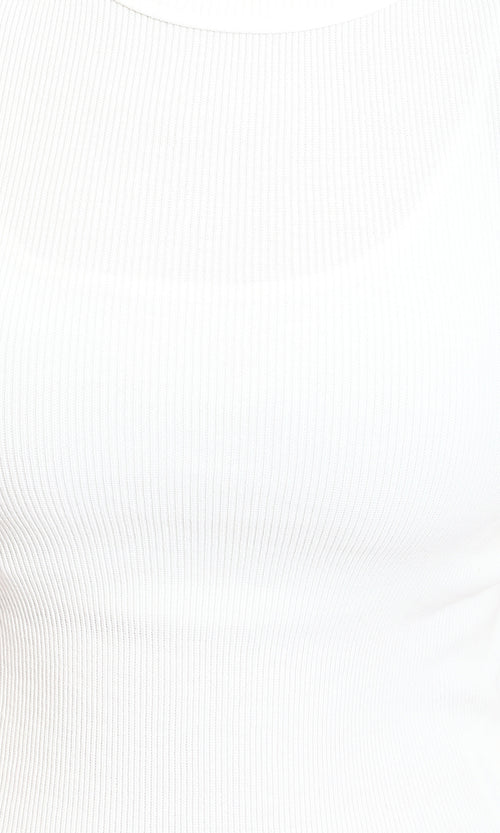 R215783 - Sleeveless Ribbed Comfy Tank Top - White