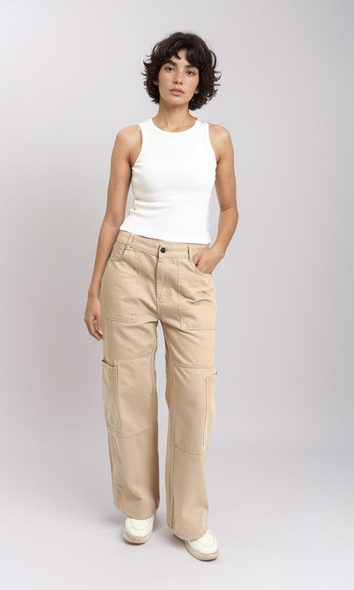 R215783 - Sleeveless Ribbed Comfy Tank Top - White