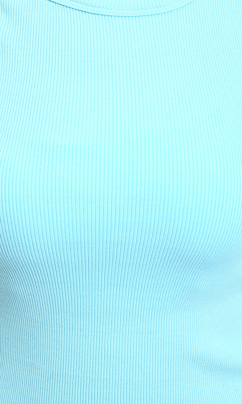 R215786 - Sleeveless Ribbed Comfy Tank Top - Aqua
