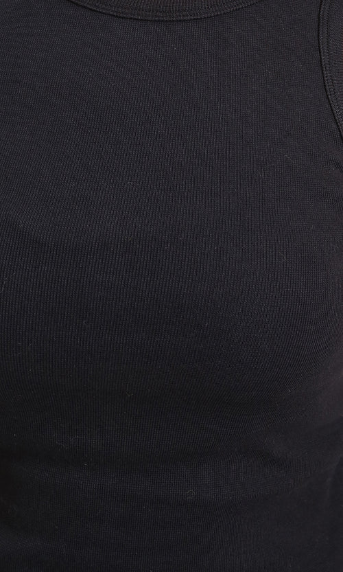 R215787 - Sleeveless Ribbed Comfy Tank Top - Black