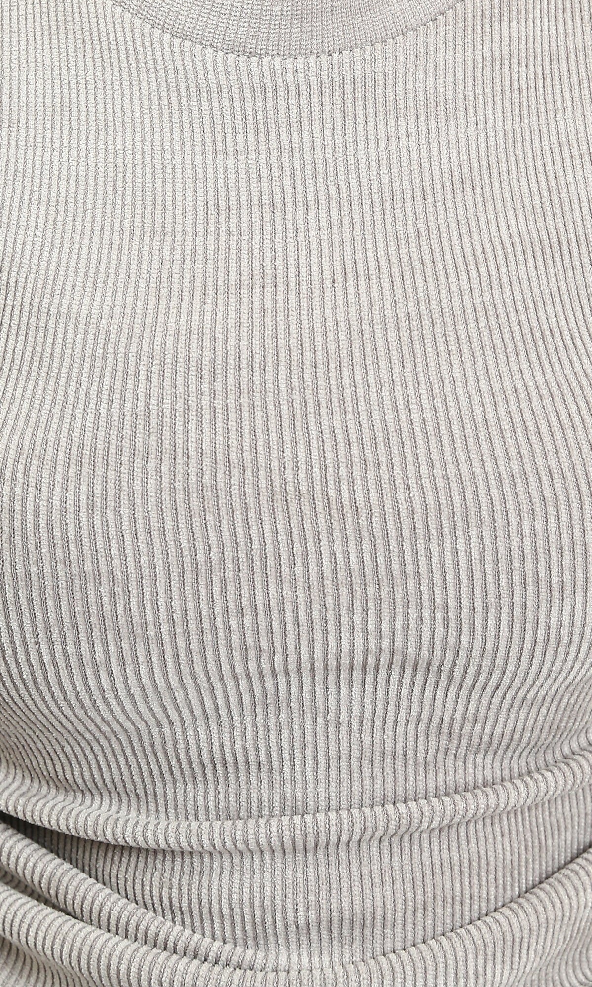 R215788 - Long Sleeves Ribbed Top with Drawstring - Grey
