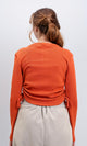 R215791 - Long Sleeves Ribbed Top with Drawstring - Dark Orange