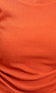 R215791 - Long Sleeves Ribbed Top with Drawstring - Dark Orange