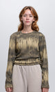 R215798 - Tie-Dye Long Sleeves Top with Drawstring - Beige & Dark Grey