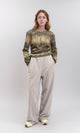 R215798 - Tie-Dye Long Sleeves Top with Drawstring - Beige & Dark Grey