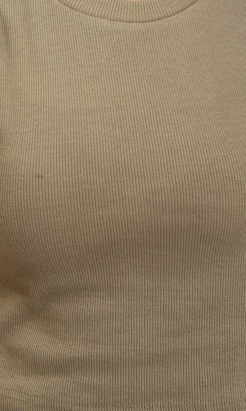 R215803 - Ruffled Sleeves Feminine Crew Neck Top - Pale Olive